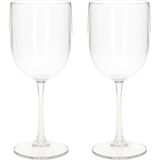 2x stuks onbreekbaar wijnglas transparant kunststof 48 cl/480 ml - Onbreekbare wijnglazen