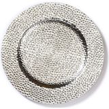 2x stuks diner borden/onderborden zilver glimmend 33 cm - Diner/kerstdiner borden/onderborden/dinerborden