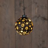 Anna Collection verlichte kerstballen - 2x st- zwart kosmos - D10 cm - warm wit
