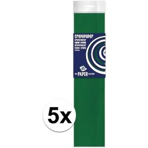 5x Crepe papier plat groen 250 x 50 cm - Knutselen met papier - Knutselspullen