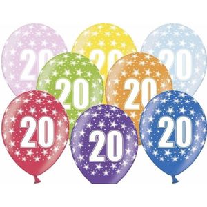30x stuks verjaardag ballonnen 20 jaar thema met sterretjes - Feestartikelen en versiering