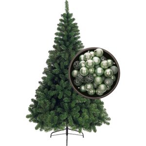 Bellatio Decorations kerstboom H180 cm - met kerstballen mintgroen