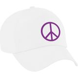Peace teken paars verkleed pet wit - volwassenen - Toppers