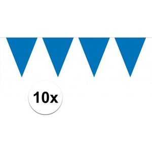 10x vlaggenlijn / slinger blauw 10 meter - totaal 100 meter - slingers