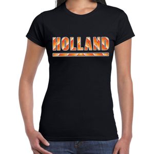 Oranje / Holland supporter t-shirt zwart voor dames - Nederlands elftal fan shirt / kleding - Koningsdag outfit