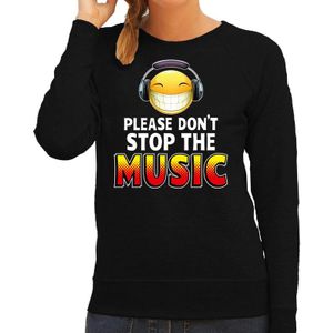 Funny emoticon sweater Please dont stop the music zwart voor dames - Fun / cadeau trui
