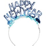 3x stuks haarband Happy New Year blauw voor volwassenen - Diadeem hoofdband happy newyear