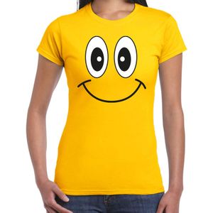 Bellatio Decorations Verkleed T-shirt voor dames - smiley - geel - carnaval - feestkleding
