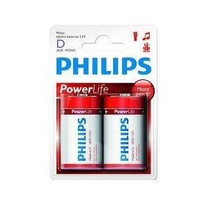 Philips Lr20 D Powerlife batterijen 10x stuks - grote batterijen - long lasting