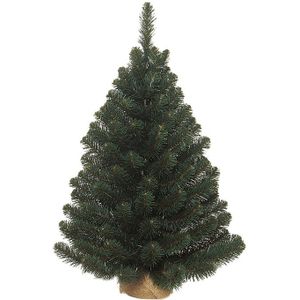 Groene Alpine kerstboom/kunst kerstboom met jute voet 90 cm - Kunstbomen/kerstbomen