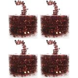 4x Kerstboom folie slingers rood 700 cm - sterren kerstslingers