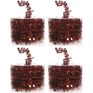 4x Kerstboom folie slingers rood 700 cm - sterren kerstslingers