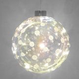 2x Glazen decoratie kerstballen met 20 led lampjes verlichting 12 cm - Kerstversiering/kerstdecoratie
