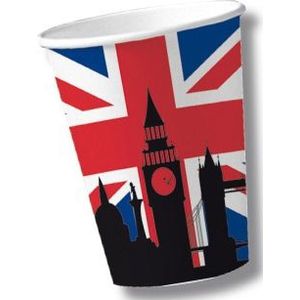 10x stuks Groot Brittanie wegwerp bekers/bekertjes - Union Jack print - Feestartikelen/versiering