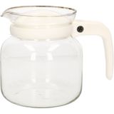 3x stuks glazen theepotten met witte kunststof deksel 1 liter - Thee pot