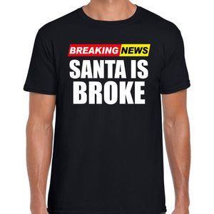 Bellatio Decorations Foute humor Kerst t-shirt - breaking news broke - heren - zwart