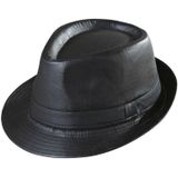 Zwarte trilby hoed lederlook voor volwassenen