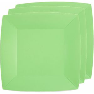 Santex feest diner bordjes - 30x stuks - papier/karton vierkant - mint groen - 23cm