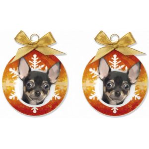 4x stuks dieren kerstballen Chihuahua hondje 8 cm - Huisdieren kerstballen - Chihuhua hondjes