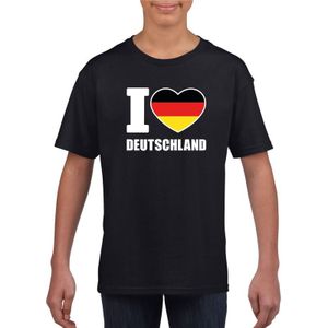 Zwart I love Deutschland supporter shirt kinderen - Duitsland shirt jongens en meisjes