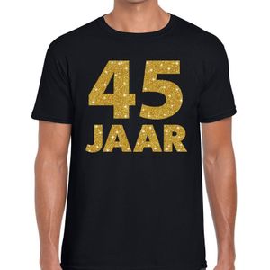 45 jaar goud glitter verjaardag t-shirt zwart heren - verjaardag / jubileum shirts