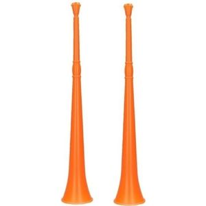 2x Oranje vuvuzela grote blaastoeter 48 cm - Oranje feesttoeters