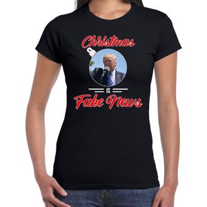 Trump Christmas is fake news fout Kerst shirt - zwart - dames - Kerst  t-shirt / Kerst outfit