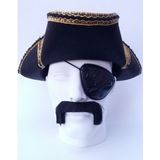 Piraten Kapitein verkleed hoed zwart met goud