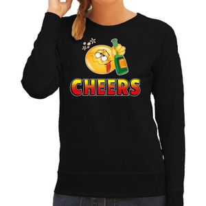 Funny emoticon sweater Cheers zwart voor dames -  Fun / cadeau trui