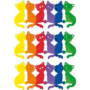 Set van 3x stuks regenboog verjaardagsslinger katten/poezen 3 meter brandvertragend papier