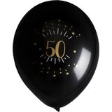 Santex verjaardag leeftijd ballonnen 50 jaar - 24x stuks - zwart/goud - 23 cm - Abraham/Sarah