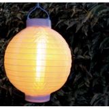 1x stuks Luxe solar lampion/lampionnen wit met realistisch vlameffect op zonne-energie 20 cm - sfeervolle zomer tuinverlichting - buitenlampionnen