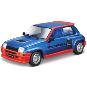 Modelauto Renault 5 blauw/rood Turbo 1:24 - speelgoed auto schaalmodel