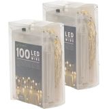 Set van 2x stuks draadverlichting lichtsnoer met 100 lampjes warm wit 1000 cm - Lichtdraden/lichtsnoeren - kerstverlichting