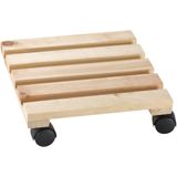 Plantentrolley - hout - vierkant - 30 cm - tot 100 kg - multiroller voor kamerplanten