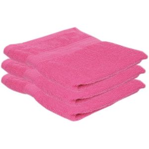 3x Voordelige handdoek fuchsia roze 50 x 100 cm 420 grams - Badkamer textiel badhanddoeken