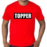 Toppers in concert Grote maten Topper  in kader shirt heren rood  / Rood Topper t-shirt plus size heren