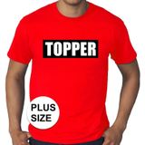 Toppers in concert Grote maten Topper  in kader shirt heren rood  / Rood Topper t-shirt plus size heren