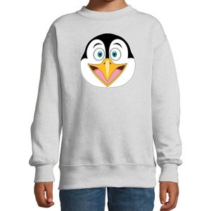 Cartoon pinguin trui grijs voor jongens en meisjes - Kinderkleding / dieren sweaters kinderen