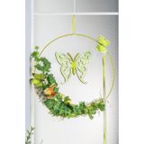 Set van 4x stuks houten vromen decoratie hangers van een bloem van 17 x 16 cm - Bloemen/lente/zomer decoraties - Met ophang lusje