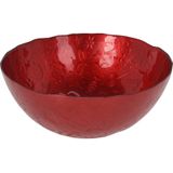 Decoratie schaal/fruitschaal - rood - glas - D28 cm - rond - kerst design