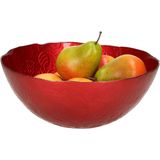 Decoratie schaal/fruitschaal - rood - glas - D28 cm - rond - kerst design