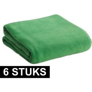 6x Fleece dekens/plaids/kleedjes groen 120 x 150 cm - Bank/woonkamer dekentjes