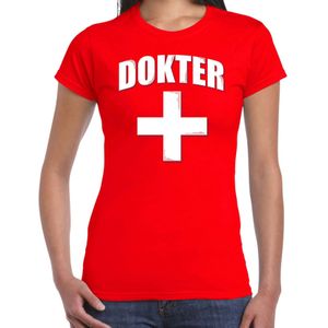Dokter met kruis verkleed t-shirt rood voor dames - arts carnaval / feest shirt kleding / kostuum