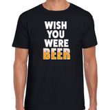 Wish you were beer drank fun t-shirt zwart voor heren - bier drink shirt kleding