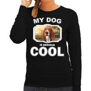 Basset honden trui / sweater my dog is serious cool zwart - dames - Basset liefhebber cadeau sweaters