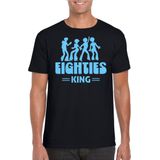 Bellatio Decorations Verkleed shirt voor heren - eighties king - zwart/blauw - jaren 80 - carnaval
