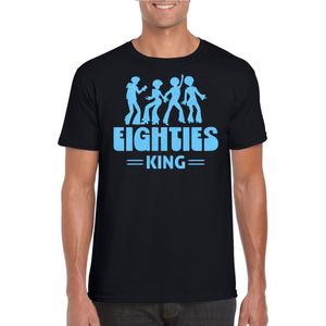 Bellatio Decorations Verkleed shirt voor heren - eighties king - zwart/blauw - jaren 80 - carnaval