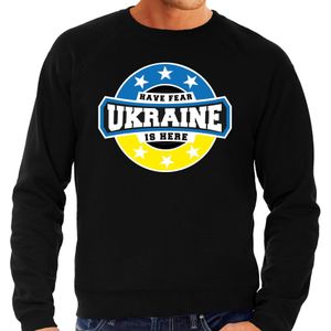 Have fear Ukraine is here sweater met sterren embleem in de kleuren van de Oekraiense vlag - zwart - heren - Oekraine supporter / Oekraiens elftal fan trui / EK / WK / kleding