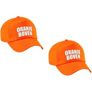 2x stuks nederland fan cap / pet - oranje boven - kinderen - EK / WK - Holland supporter petje / kleding